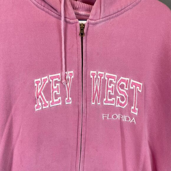 Rag Wear USA Key West Florida Zip Up Hoodie Sweatshirt Women Size XL Pink Cotton - Picture 2 of 10